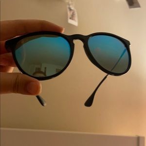 Blue reflective ray ban w/case